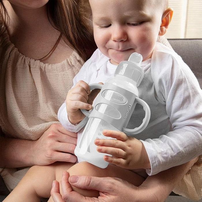 Dr. Brown's® - Dr. Brown's Narrow Transitional Sippy Bottle with Silicone Handles, 8oz/250ml - Grey