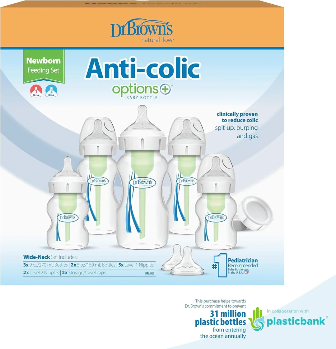 Dr. Brown's® - Dr. Brown’s Natural Flow Anti-Colic Options+ Wide-Neck Baby Bottle Newborn Gift Set