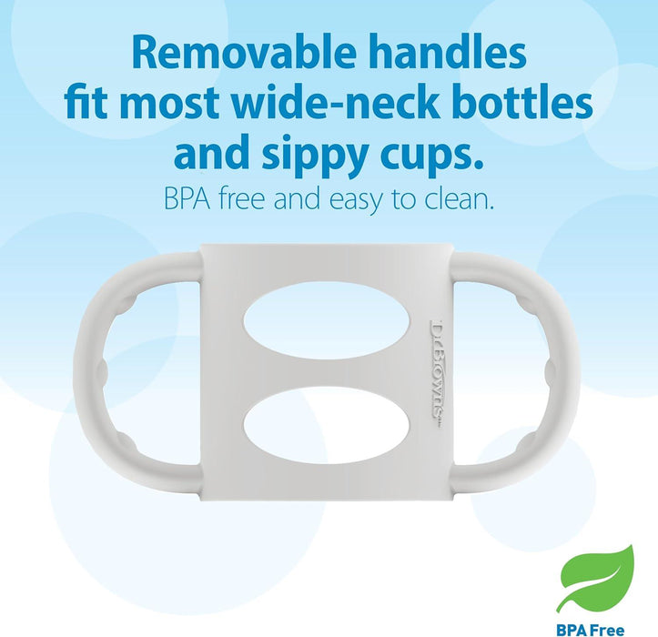 Dr. Brown's® - Dr. Brown’s Replacement Silicone Handles for Milestones Sippy Cups or Standard Norrow Bottles - Grey