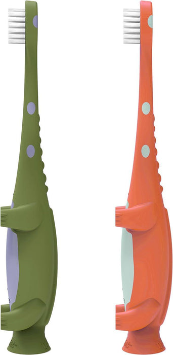 Dr. Brown's® - Dr. Brown's Toddler Toothbrush, Dinosaur, Green and Orange - 2 Pack
