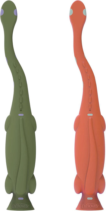Dr. Brown's® - Dr. Brown's Toddler Toothbrush, Dinosaur, Green and Orange - 2 Pack