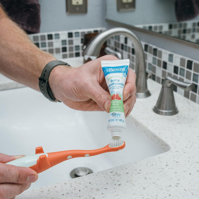 Dr. Brown's® - Dr. Brown's Toddler Toothbrush, Dinosaur, Green and Orange - 2 Pack