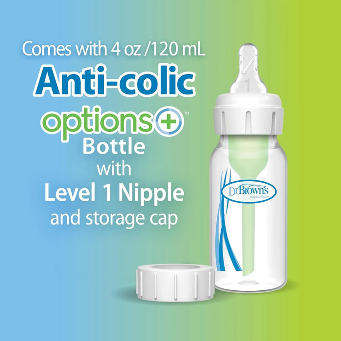 Tire-lait monobloc 100 % silicone Dr.Brown® avec biberon Options+ anti-colique de 120 ml et sac de voyage