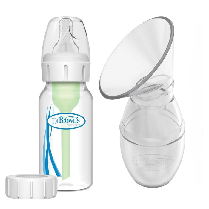 Tire-lait monobloc 100 % silicone Dr.Brown® avec biberon Options+ anti-colique de 120 ml et sac de voyage