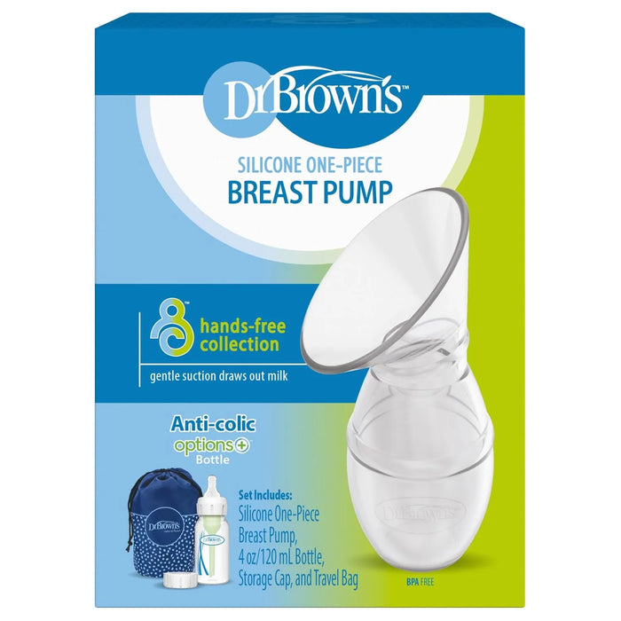 Tire-lait monobloc 100 % silicone Dr.Brown® avec biberon Options+ anti-colique de 120 ml et sac de voyage