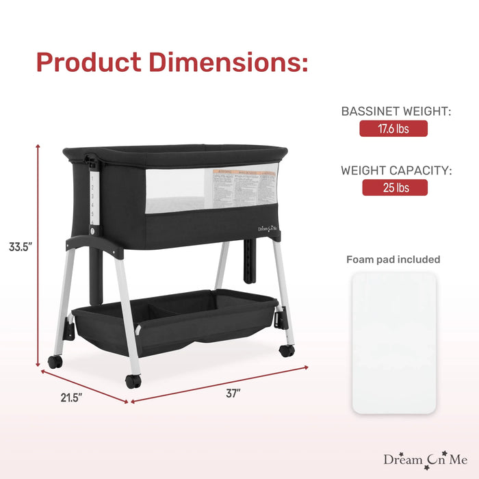 Dream on Me - Dream On Me Calypso Portable Bassinet with Wheels