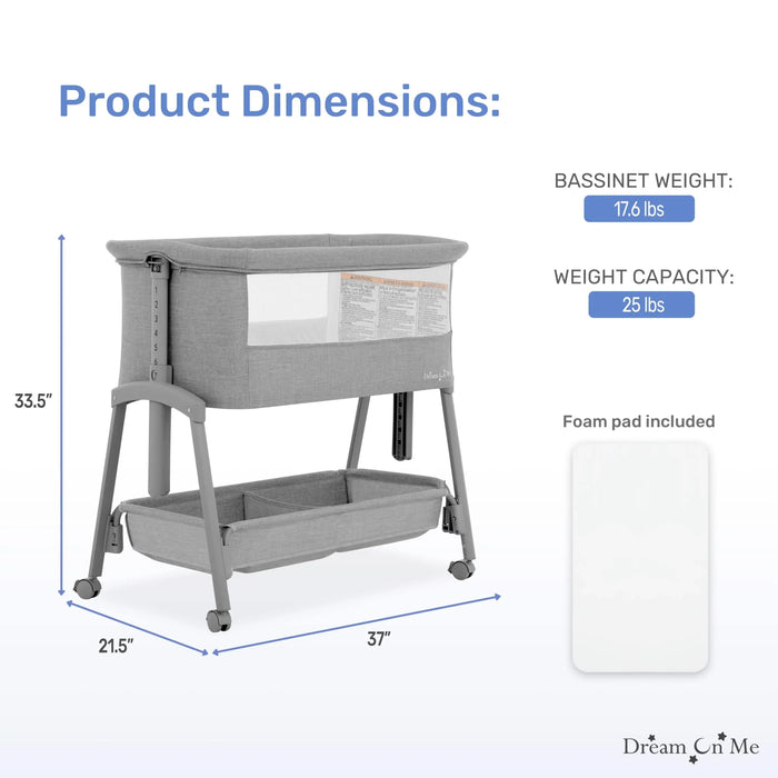 Dream on Me - Dream On Me Calypso Portable Bassinet with Wheels