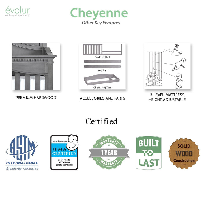 Dream on Me - Dream On Me Evolur Cheyenne 5-in-1 Convertible Crib