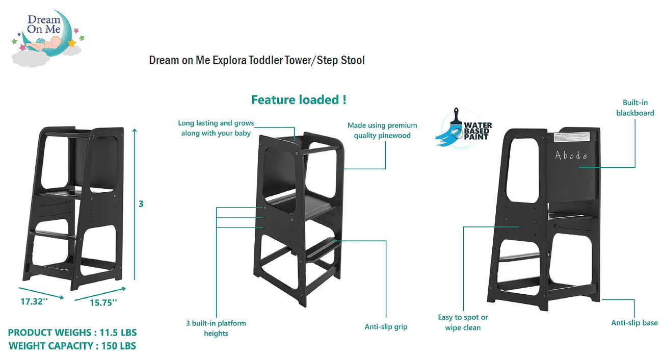 Dream on Me - Dream on Me Explora Toddler Tower & Step Stool