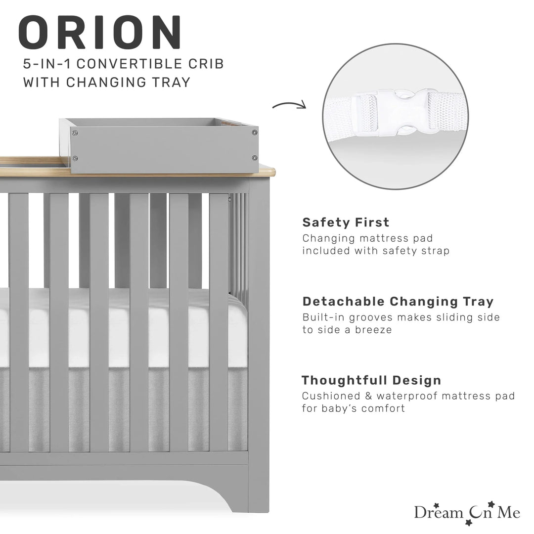 Dream on Me - Dream On Me Orion 5-in-1 Convertible Crib with Changer