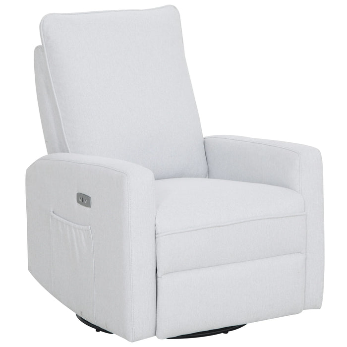 Dream on Me - Paradise Power Glider in Cream by Dream on Me – Power Recliner with USB & Swivel Base