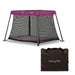 Dream On Me Travel Light pink portable playard with mesh sides and carrying case shown below.