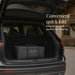 Évolur travel bag in SUV trunk, compact and easy to fold, ideal for family travel.