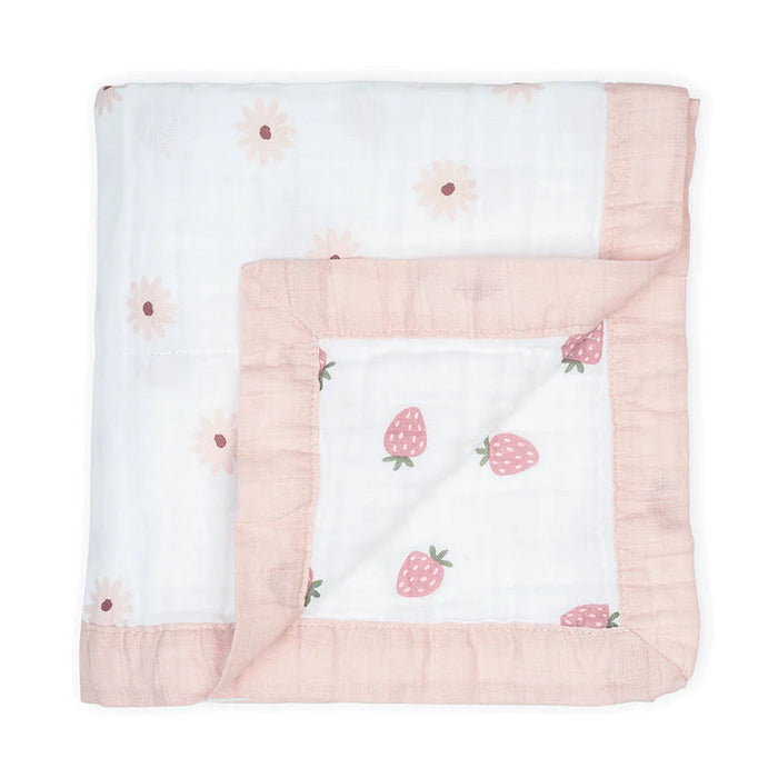 Couverture pour bébé matelassée classique Lulujo 100 % mousseline de coton 3 plis