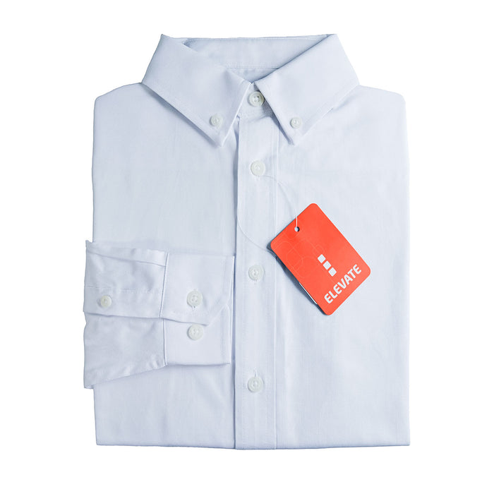 Elevate Boys Oxford Shirt – Classic White or Grey Dress Shirt (Sizes 4-16Y)
