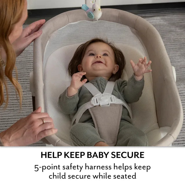 Evenflo® Elara™ 2-in-1 Smart Motion Swing & Soothing Nest with SensorySoothe™ Technology – Coastal Coffee