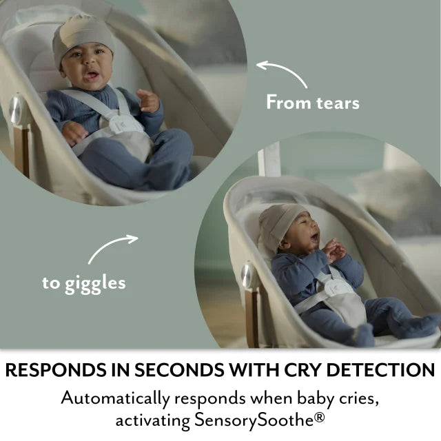 Evenflo® Elara™ 2-in-1 Smart Motion Swing & Soothing Nest with SensorySoothe™ Technology – Coastal Coffee