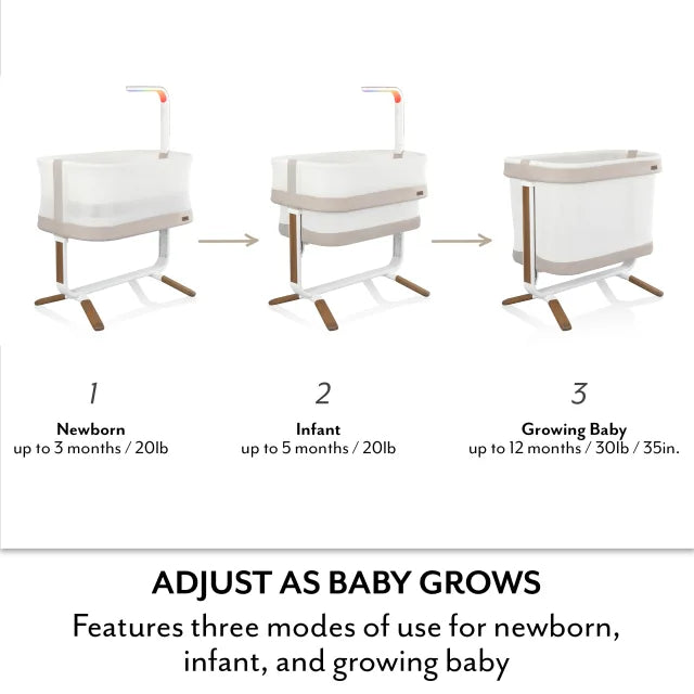 Evenflo® Cora™ 3-Level Adjustable Bassinet (Coastal Coffee), With SensorySoothe Technology