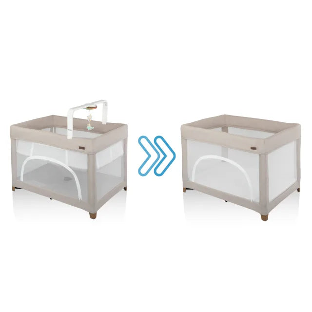 Evenflo® Eris™ One-Hand Playard with Bassinet with SensorySoothe™ Technology (Coastal Coffee)