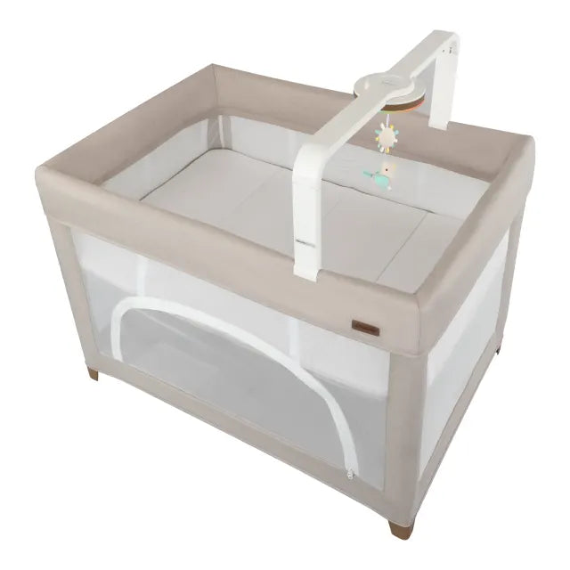 Evenflo® Eris™ One-Hand Playard with Bassinet with SensorySoothe™ Technology (Coastal Coffee)