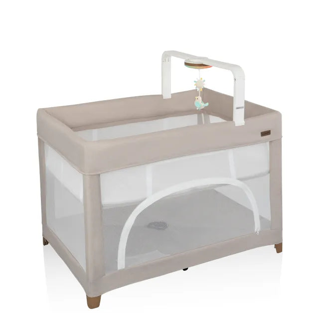 Evenflo® Eris™ One-Hand Playard with Bassinet with SensorySoothe™ Technology (Coastal Coffee)