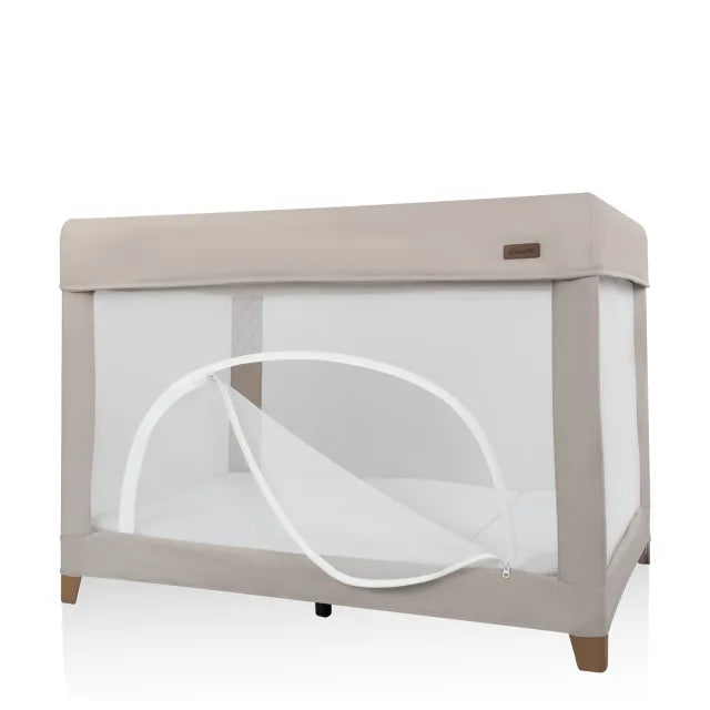 Evenflo® Eris™ One-Hand Playard with Bassinet with SensorySoothe™ Technology (Coastal Coffee)