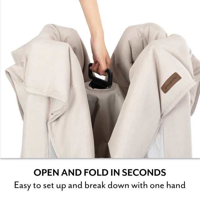 Evenflo® Eris™ One-Hand Playard with Bassinet with SensorySoothe™ Technology (Coastal Coffee)