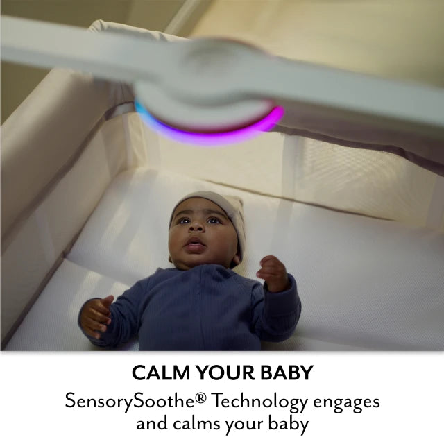 Evenflo® Eris™ One-Hand Playard with Bassinet with SensorySoothe™ Technology (Coastal Coffee)