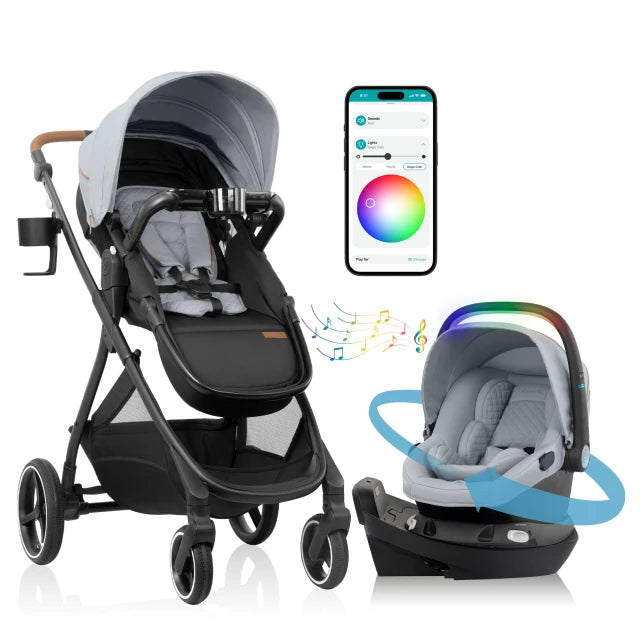 Evenflo® Shyft Intuiti+ Travel System with Revolve180 LiteMax NXT Rotating Infant Car Seat with SensorySoothe