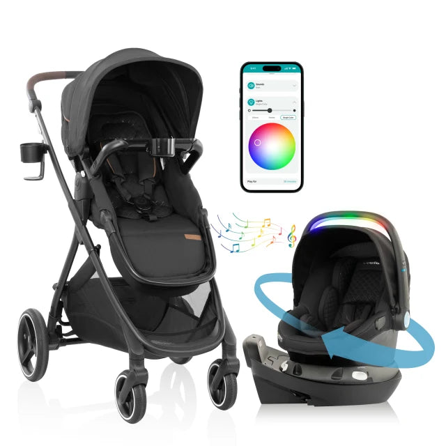 Evenflo® Shyft Intuiti+ Travel System with Revolve180 LiteMax NXT Rotating Infant Car Seat with SensorySoothe