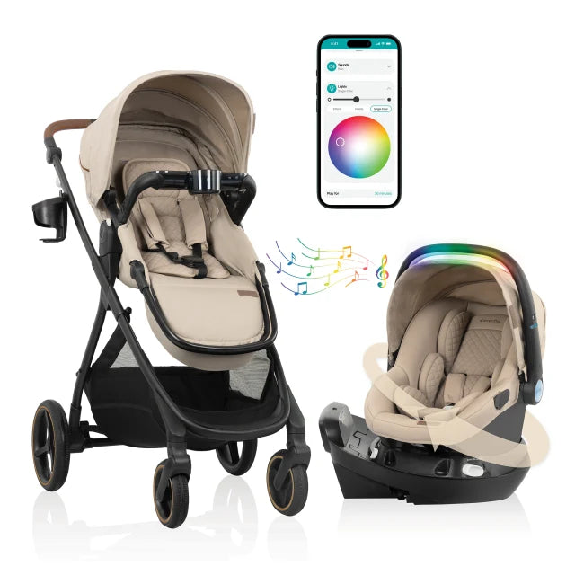 Evenflo® Shyft Intuiti+ Travel System with Revolve180 LiteMax NXT Rotating Infant Car Seat with SensorySoothe
