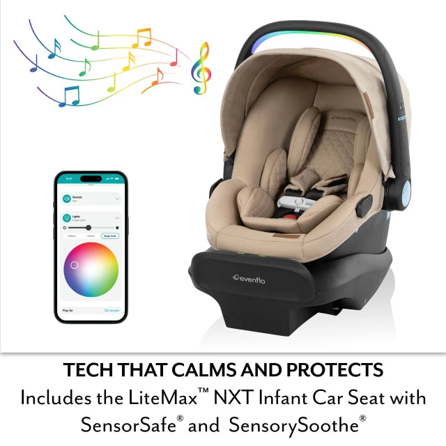 Système de voyage Evenflo® Transformer Poussette-chariot avec siège auto pour bébé LiteMax NXT avec SensorSafe et SensorySoothe