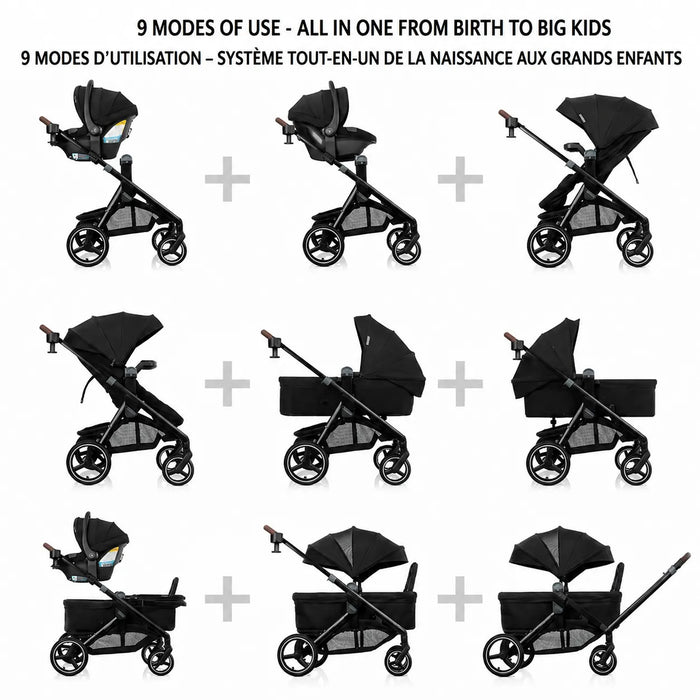 Système de voyage Evenflo® Transformer Stroller Wagon avec siège auto pour bébé LiteMax NXT