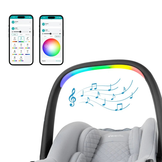 Evenflo® Revolve180 LiteMax NXT Rotational Infant Car Seat with SensorySoothe & SensorSafe – 3-22 lb