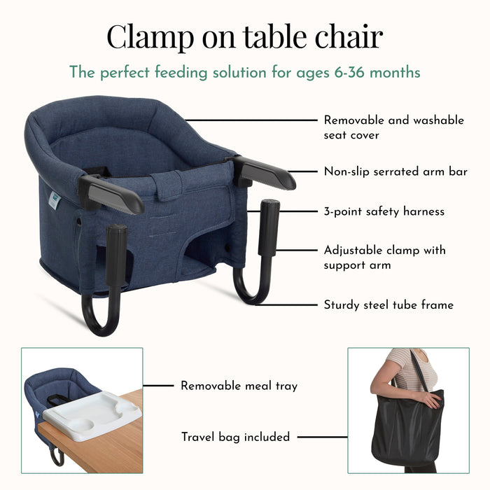 Evolur Clamp-On Comfort Table Chair – Navy (6)