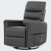 Evolur Peyton manual recliner glider chair in dark grey shown on a plain background.