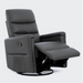 Evolur Peyton manual recliner glider in dark grey fabric with extended footrest on a white background.