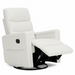 Evolur Peyton manual recliner glider chair shown in white with extended footrest on white background.