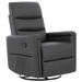 Evolur Peyton Manual Recliner Glider in dark grey upholstery shown on a white background.