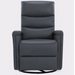 evolur Peyton manual recliner glider in dark grey upholstery shown from the front on a white background