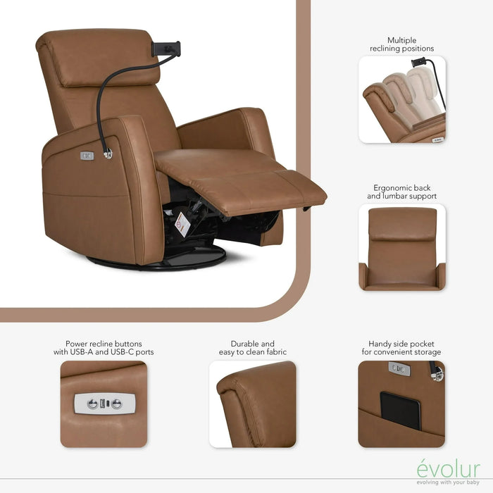 évolur® - Evolur Maverick Power Recline Glider with Device Holder