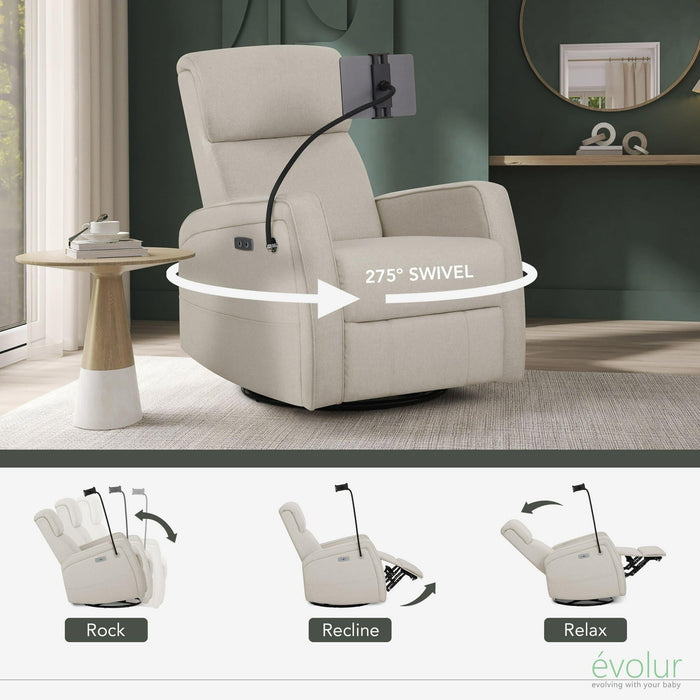 évolur® - Evolur Maverick Power Recline Glider with Device Holder