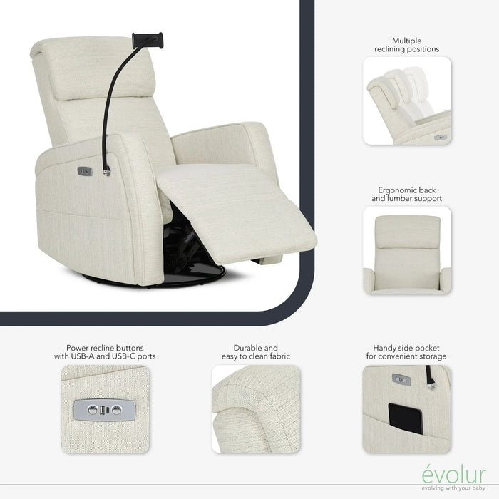 évolur® - Evolur Maverick Power Recline Glider with Device Holder