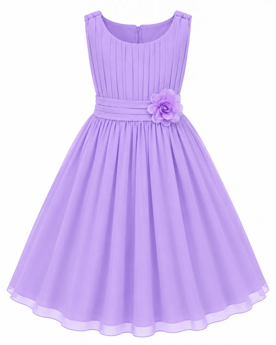 Fancy Kids® Chiffon Pleated Flower Waist Dress Sizes 10-16