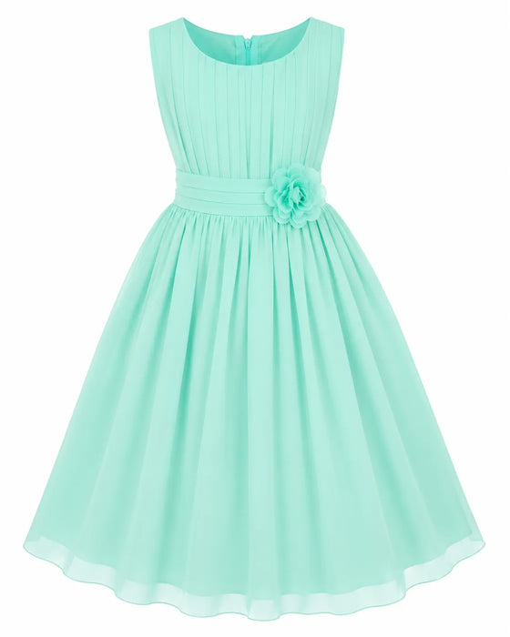Fancy Kids® Chiffon Pleated Flower Waist Dress Sizes 10-16