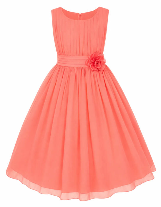 Fancy Kids® Chiffon Pleated Flower Waist Dress Sizes 10-16