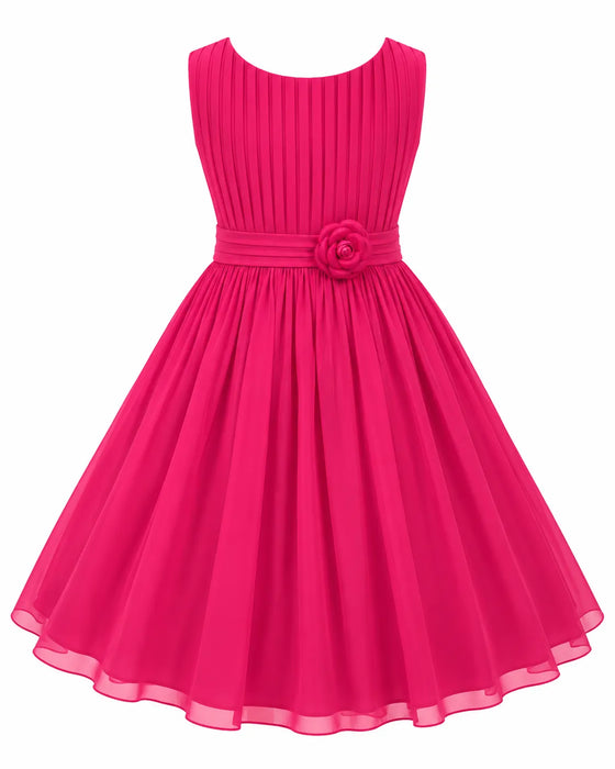 Fancy Kids® Chiffon Pleated Flower Waist Dress Sizes 10-16