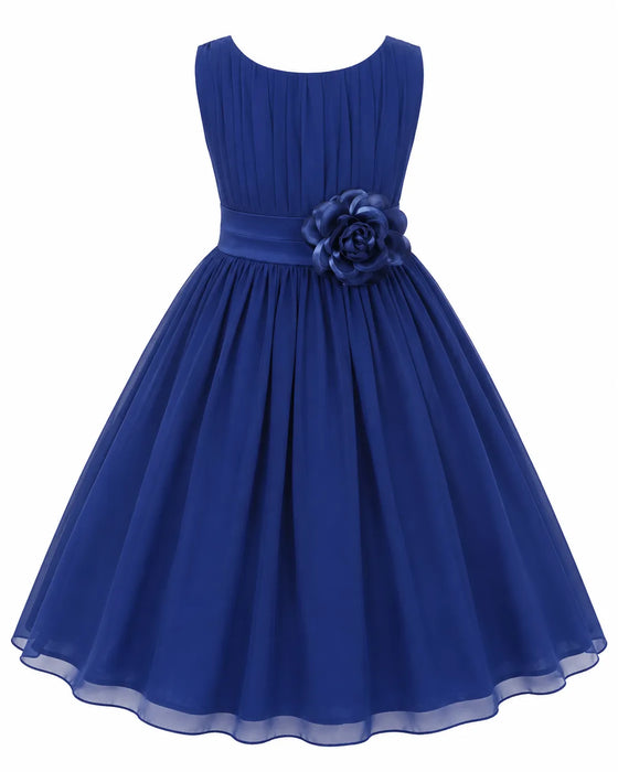 Fancy Kids® Chiffon Pleated Flower Waist Dress Sizes 10-16