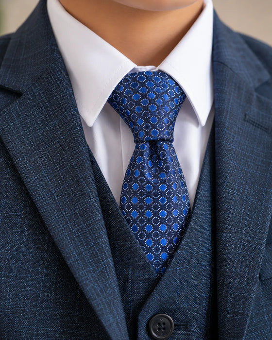 Fancy Kids® Boys 5-Piece Blue Windowpane Suit Set -Sizes 3M-22