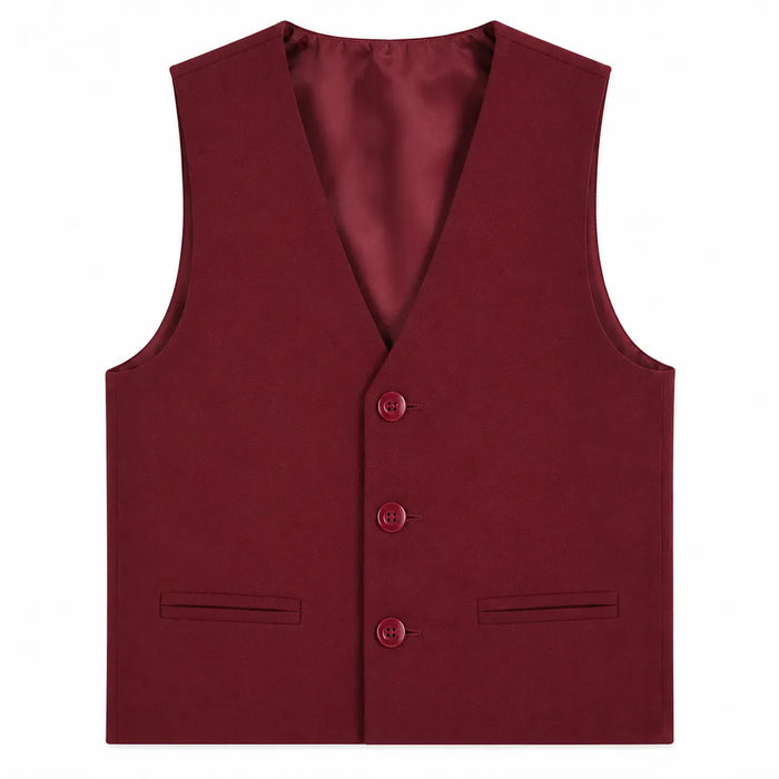 Ensemble de costume 5 pièces bordeaux uni pour garçons Fancy Kids® (Tailles 3M-22)